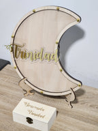 Libro Invitados Baby Shower forma de Luna