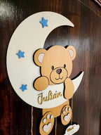 Cuadro bebé recién nacido forma de osito y luna