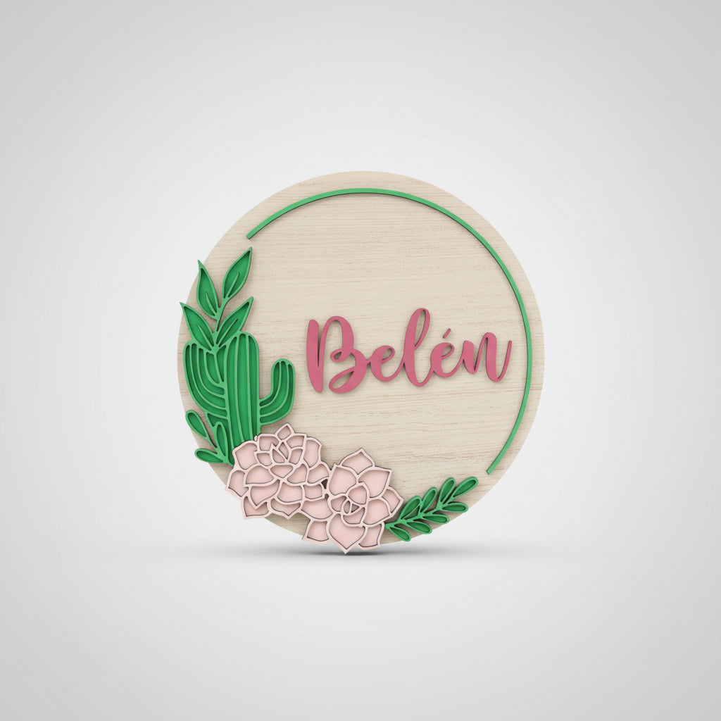 Cuadro circular floral personalizado