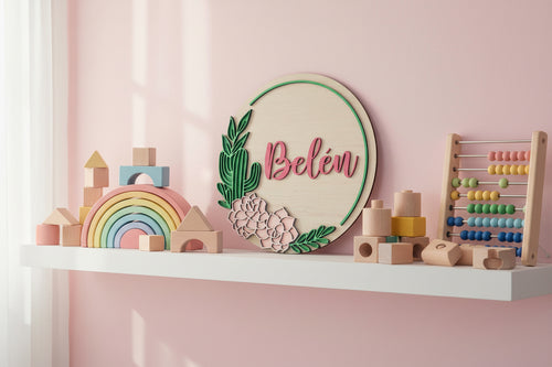 Cuadro circular floral personalizado