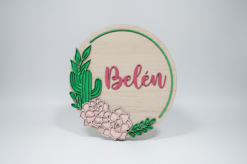 Cuadro circular floral personalizado