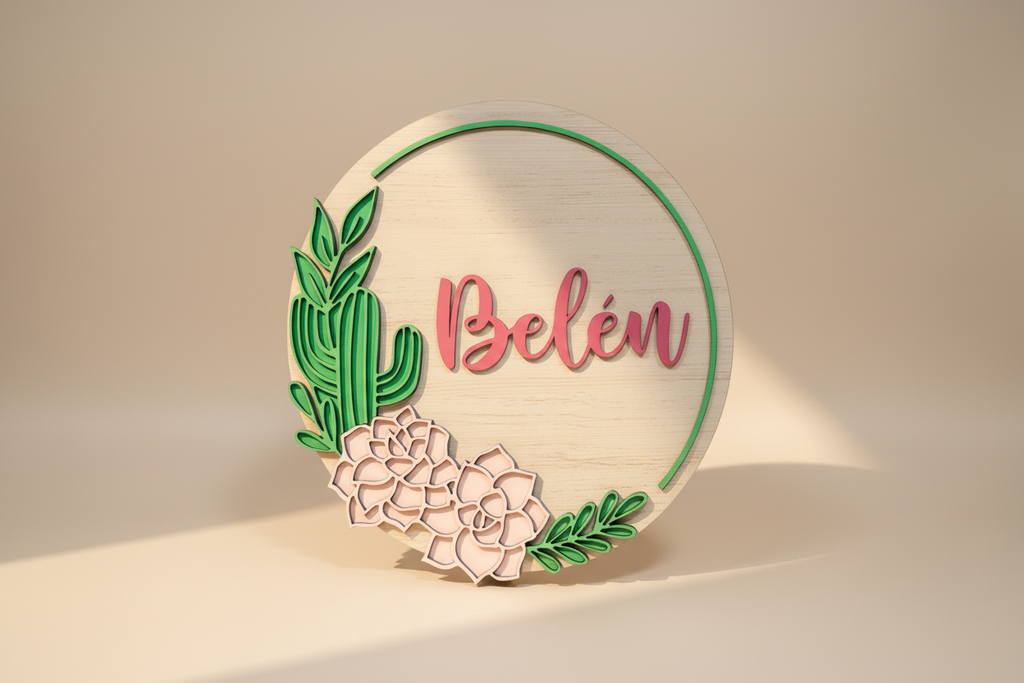 Cuadro circular floral personalizado