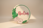 Cuadro circular floral personalizado