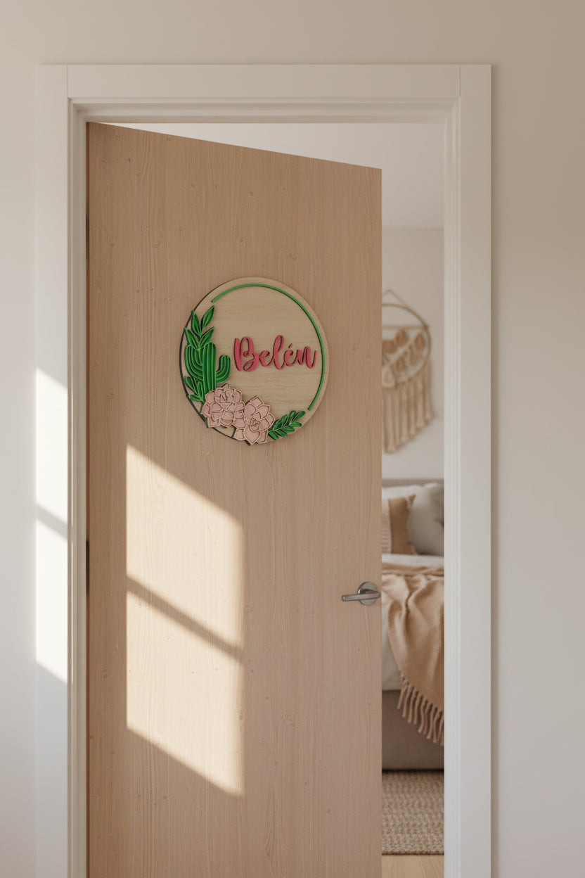 Cuadro circular floral personalizado