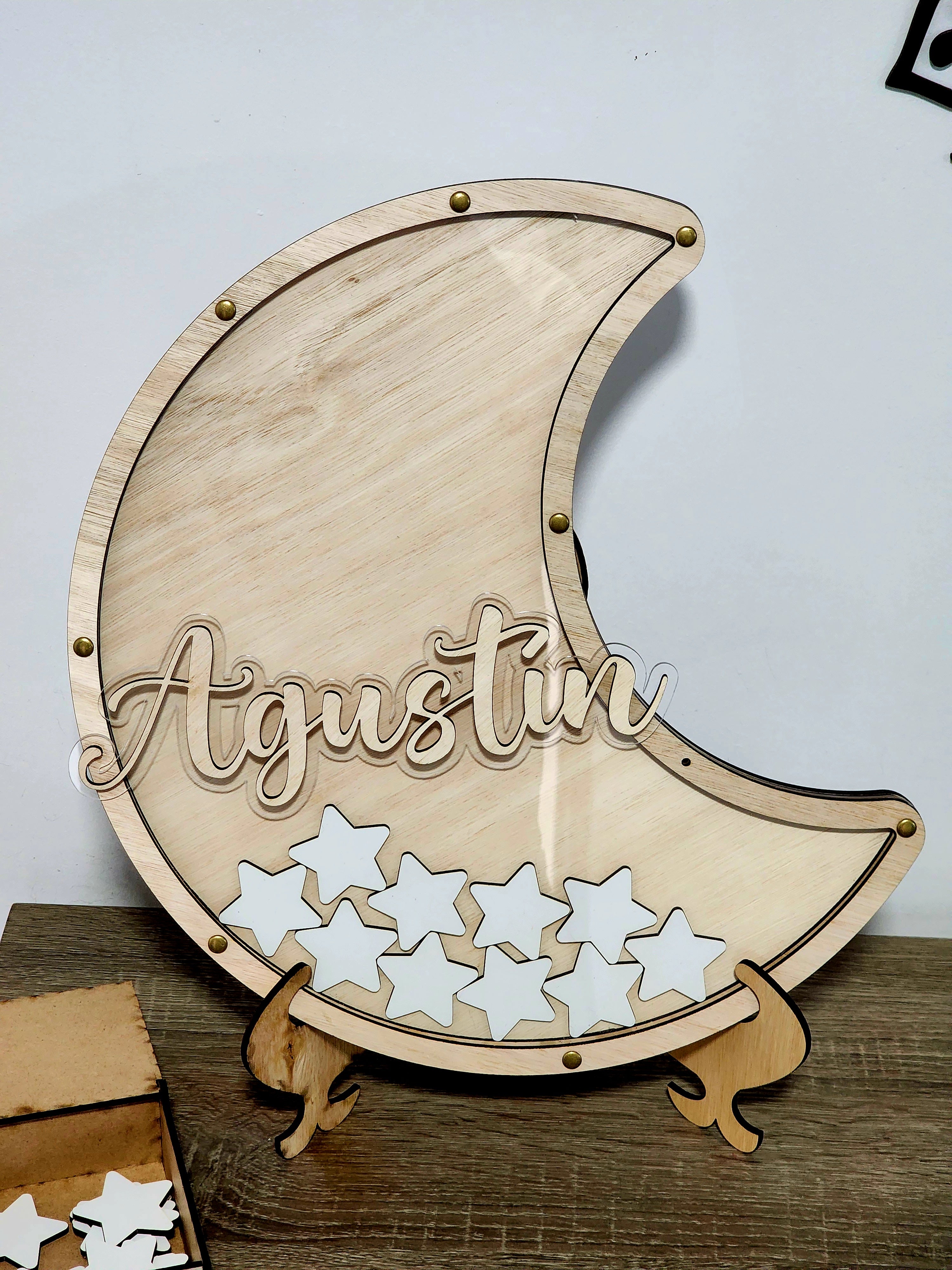 Libro Invitados Baby Shower forma de Luna