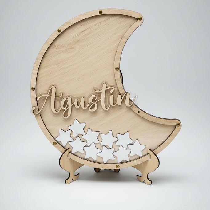 Libro Invitados Baby Shower forma de Luna