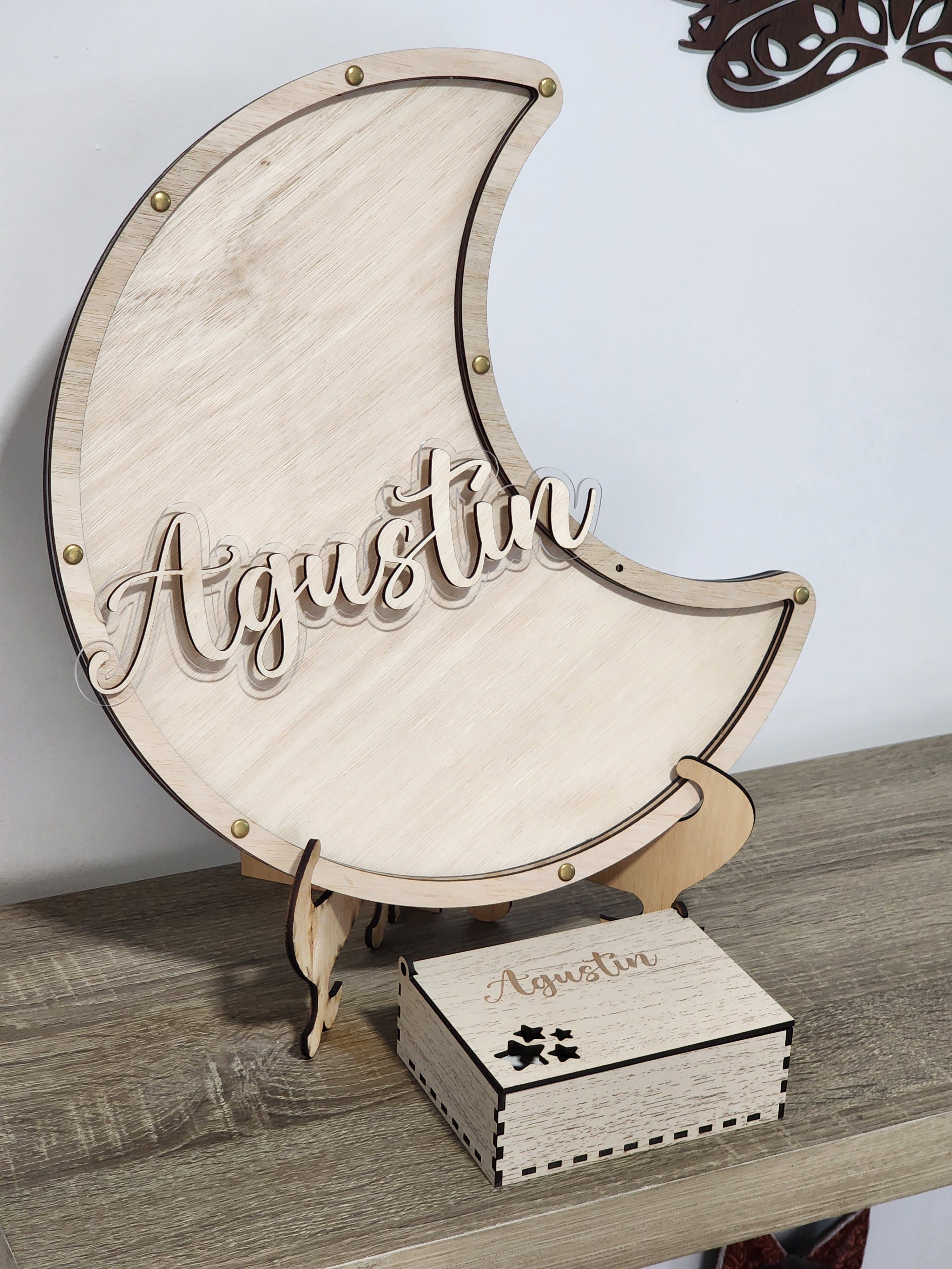 Libro Invitados Baby Shower forma de Luna