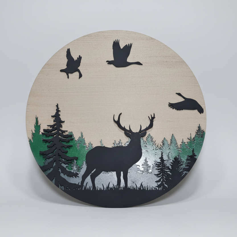 Cuadro decorativo circular con nombre Reno